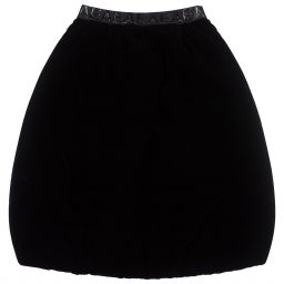 Emporio Armani-Teen Black Velvet Logo Skirt | Childrensalon Outlet