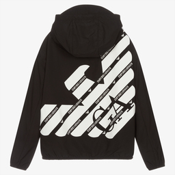 Emporio Armani-Teen Black Windbreaker Jacket | Childrensalon Outlet