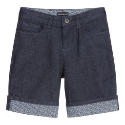 Emporio Armani-Синие джинсовые шорты с логотипом для подростков | Childrensalon Outlet