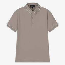 Emporio Armani-Teen Boys Beige Cotton Polo Shirt | Childrensalon Outlet