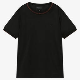 إمبوريو أرماني-تيشيرت تينز ولادي ليوسيل وقطن لون أسود | Childrensalon Outlet