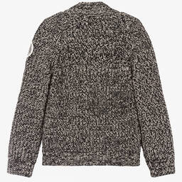 إمبوريو أرماني-توب بسحّاب صوف وأكريليك محبوك لون أسود ورمادي | Childrensalon Outlet