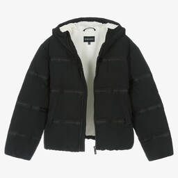 Emporio Armani-Черный пуховик с капюшоном | Childrensalon Outlet