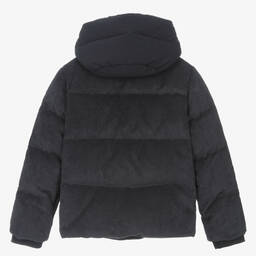 Emporio Armani-Teen Boys Blue Corduroy Down Jacket | Childrensalon Outlet