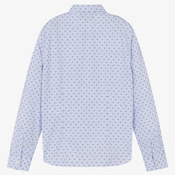 Emporio Armani-Teen Boys Blue Cotton Eagle Logo Shirt | Childrensalon Outlet
