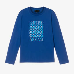 Emporio Armani-توب تينز ولادي قطن جيرسي لون أزرق | Childrensalon Outlet