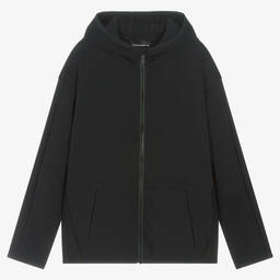 إمبوريو أرماني-توب هودي بسحّاب قطن جيرسي لون كحلي تينز ولادي | Childrensalon Outlet