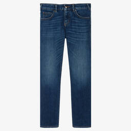Emporio Armani-Teen Boys Blue Denim Straight Leg Jeans | Childrensalon Outlet