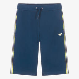 Emporio Armani-Teen Boys Blue EA Crew Cotton Shorts | Childrensalon Outlet