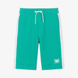 Emporio Armani-Teen Boys Blue & Green Logo Shorts | Childrensalon Outlet