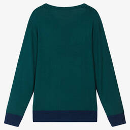 Emporio Armani-Teen Boys Blue & Green Wool Sweater | Childrensalon Outlet