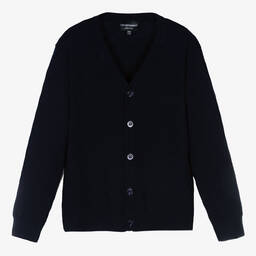 Emporio Armani-Синий вязаный кардиган | Childrensalon Outlet