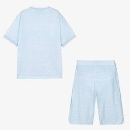 إEmporio Armani-طقم شورت تينز ولادي قطن بيكيه لون أزرق | Childrensalon Outlet