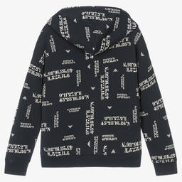 إمبوريو أرماني-توب هودي تينز ولادي قطن جيرسي عضوي لون كحلي | Childrensalon Outlet