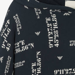 إمبوريو أرماني-توب هودي تينز ولادي قطن جيرسي عضوي لون كحلي | Childrensalon Outlet