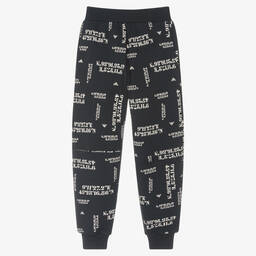 Emporio Armani-Teen Boys Blue Organic Cotton Joggers | Childrensalon Outlet