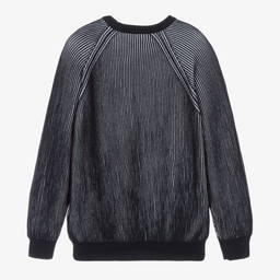 Emporio Armani-Синий вязаный джемпер в рубчик | Childrensalon Outlet