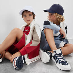 Emporio Armani-Teen Boys Blue & White Lace-Up Trainers | Childrensalon Outlet