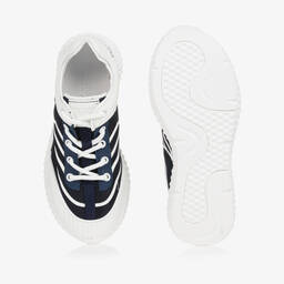 Emporio Armani-Teen Boys Blue & White Lace-Up Trainers | Childrensalon Outlet