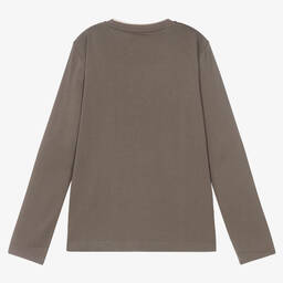 Emporio Armani-Teen Boys Brown Cotton Eagle Top | Childrensalon Outlet