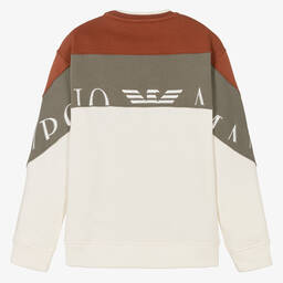 Emporio Armani-Коричневый свитшот с вышивкой | Childrensalon Outlet