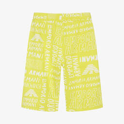 إمبوريو أرماني-شورت تينز ولادي قطن جيرسي لون أخضر ليموني | Childrensalon Outlet