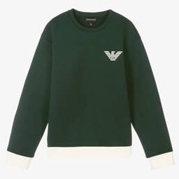 Emporio Armani-Teen Boys Green Logo Sweatshirt | Childrensalon Outlet