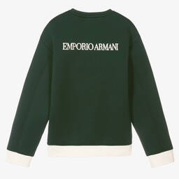 Emporio Armani-Teen Boys Green Logo Sweatshirt | Childrensalon Outlet