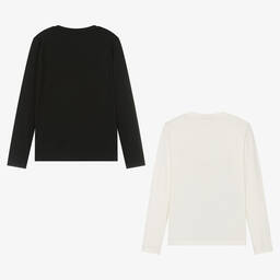 Emporio Armani-Teen Boys Ivory & Black Tops (2 Pack) | Childrensalon Outlet