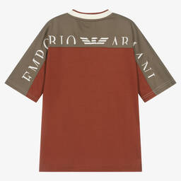 Emporio Armani-Teen Boys Ivory Cotton Colourblock T-Shirt | Childrensalon Outlet