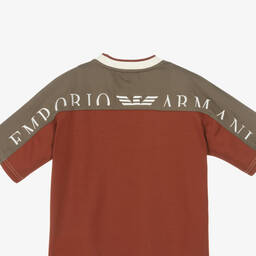 Emporio Armani-Teen Boys Ivory Cotton Colourblock T-Shirt | Childrensalon Outlet