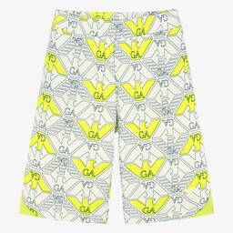 إمبوريو أرماني-شورت بطبعة النسر قطن لون عاجي للمراهقين | Childrensalon Outlet