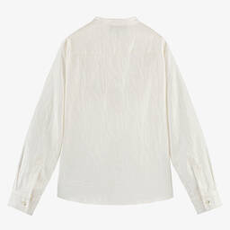 Emporio Armani-Teen Boys Ivory Cotton Jacquard Shirt | Childrensalon Outlet
