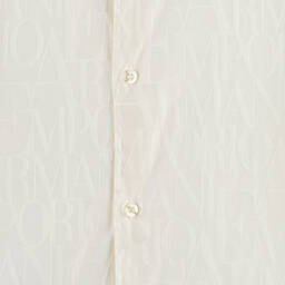 Emporio Armani-Teen Boys Ivory Cotton Jacquard Shirt | Childrensalon Outlet