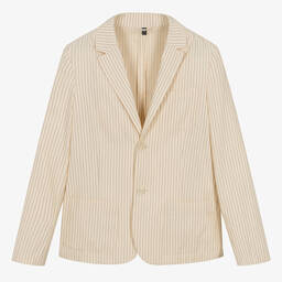 Emporio Armani-Teen Boys Ivory Cotton & Linen Blazer | Childrensalon Outlet