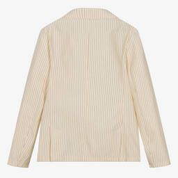 Emporio Armani-Teen Boys Ivory Cotton & Linen Blazer | Childrensalon Outlet