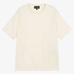 Emporio Armani-Teen Boys Ivory Cotton T-Shirt | Childrensalon Outlet