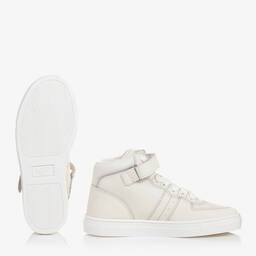 Emporio Armani-Высокие кремовые кроссовки для мальчиков | Childrensalon Outlet