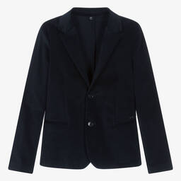 Emporio Armani-Teen Boys Navy Blue Corduroy Jacket | Childrensalon Outlet