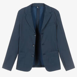 إEmporio Armani-جاكيت بلايزر تينز ولادي قطن تويل لون كحلي | Childrensalon Outlet