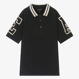 Emporio Armani-Teen Boys Navy Blue Cotton EA Polo Shirt | Childrensalon Outlet