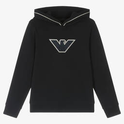 Emporio Armani-Teen Boys Navy Blue Cotton Eagle Hoodie | Childrensalon Outlet
