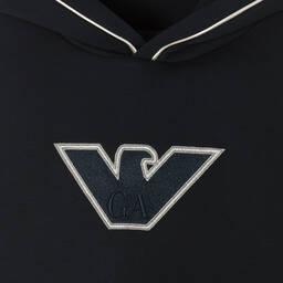 Emporio Armani-Teen Boys Navy Blue Cotton Eagle Hoodie | Childrensalon Outlet
