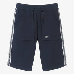 Emporio Armani-Синие шорты из хлопкового джерси для мальчиков-подростков | Childrensalon Outlet