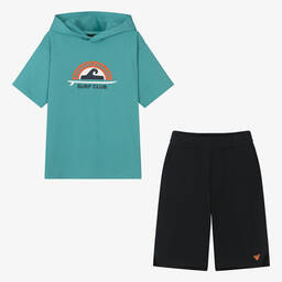 Emporio Armani-Teen Boys Navy Blue Cotton Shorts Set | Childrensalon Outlet