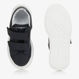 Emporio Armani-ترينرز بشريط لاصق تينز ولادي جلد لون كحلي | Childrensalon Outlet