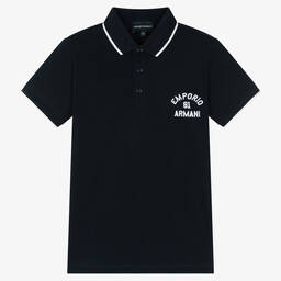 Emporio Armani-Teen Boys Navy Blue Logo Polo Shirt | Childrensalon Outlet