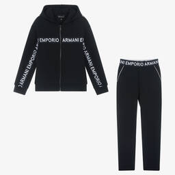 Emporio Armani-Синий трикотажный спортивный костюм | Childrensalon Outlet