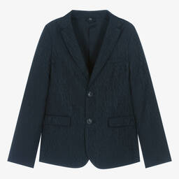 Emporio Armani-Синий блейзер с монограммой для мальчиков | Childrensalon Outlet