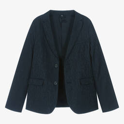 Emporio Armani-Синий блейзер с монограммой для мальчиков | Childrensalon Outlet